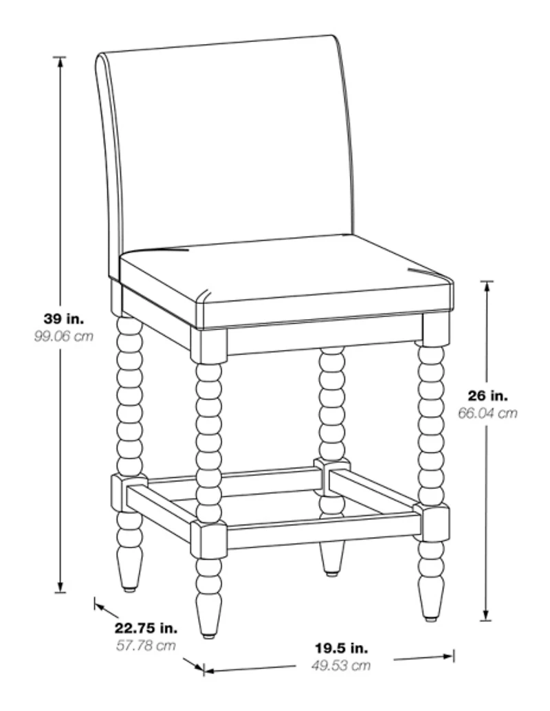 Gray Spindle Legs Counter Stool