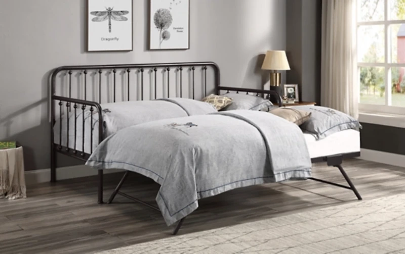 Bronze Spindleback Metal Trundle Daybed