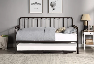 Bronze Spindleback Metal Trundle Daybed