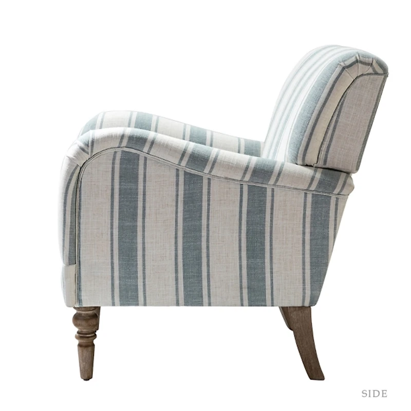 White Carved Slope Stripe Accent Chair