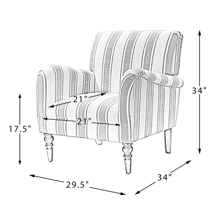 White Carved Slope Stripe Accent Chair