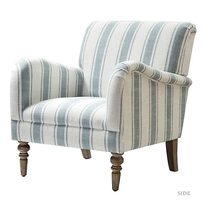 White Carved Slope Stripe Accent Chair