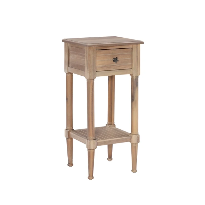 Natural Wood Coastal Compact Accent Table