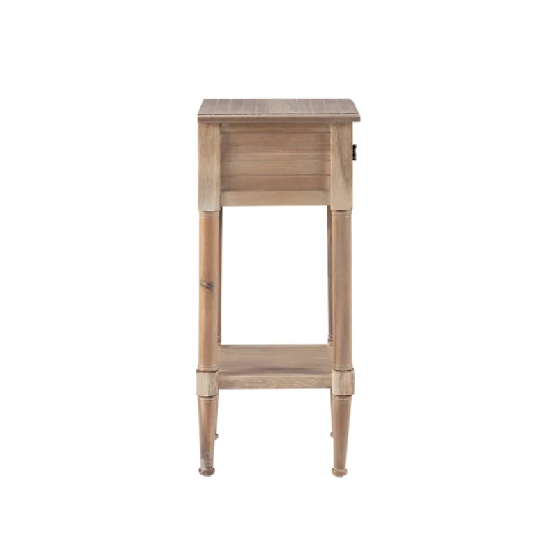 Natural Wood Coastal Compact Accent Table