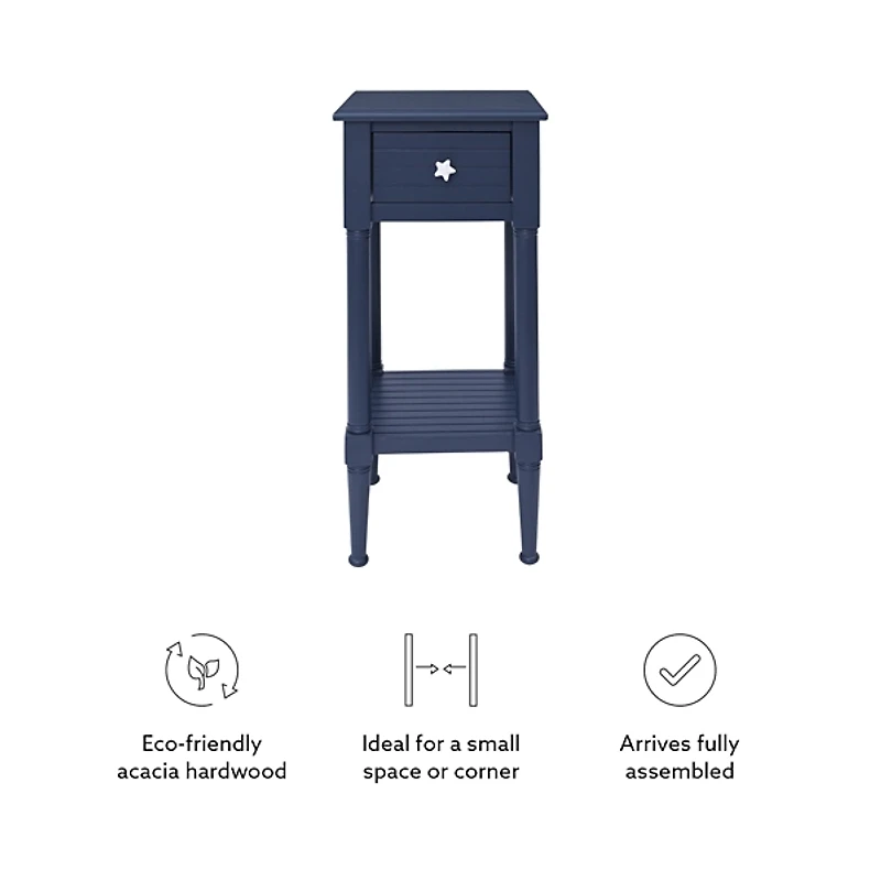 Navy Wood Coastal Compact Accent Table
