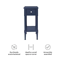 Navy Wood Coastal Compact Accent Table