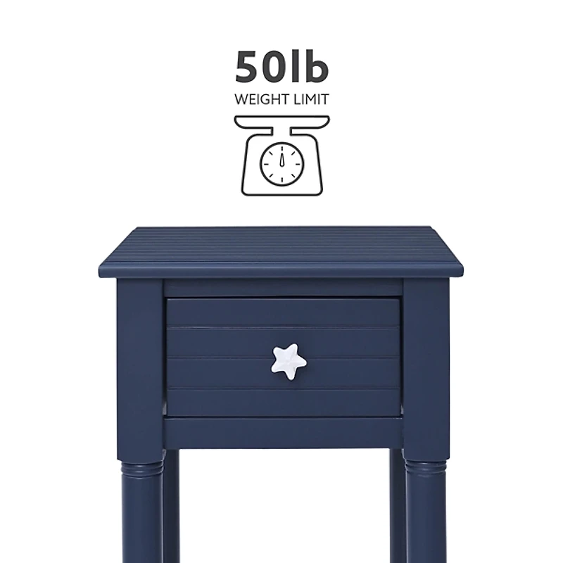 Navy Wood Coastal Compact Accent Table