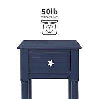 Navy Wood Coastal Compact Accent Table