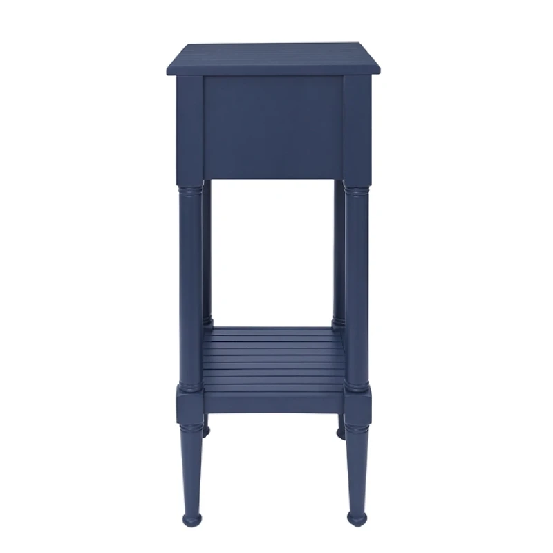 Navy Wood Coastal Compact Accent Table