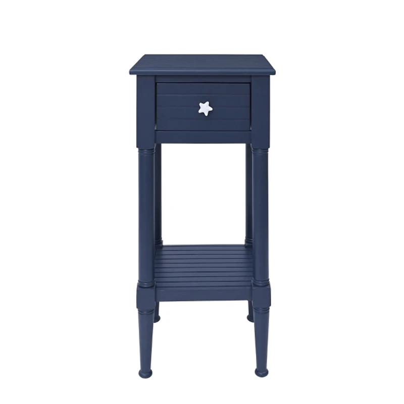 Navy Wood Coastal Compact Accent Table