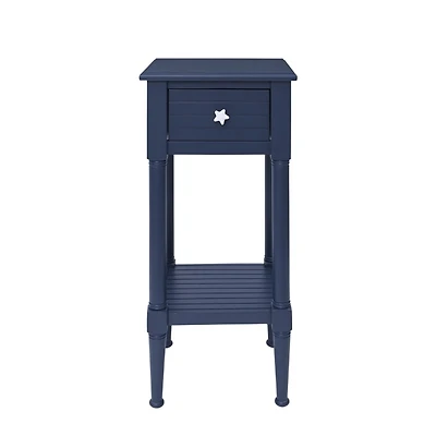Navy Wood Coastal Compact Accent Table