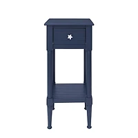Navy Wood Coastal Compact Accent Table