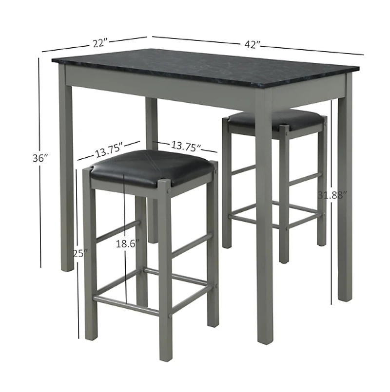 Gray and Black 3-pc. Stool and Table Set