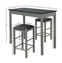 Gray and Black 3-pc. Stool and Table Set