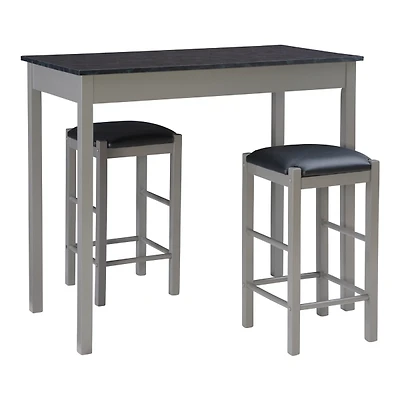 Gray and Black 3-pc. Stool and Table Set