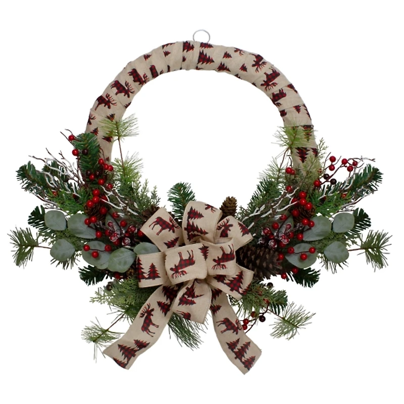 Burlap Buffalo Check Foliage Wreath