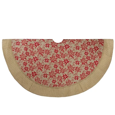 Knit Burlap Poinsettia Tree Skirt