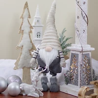 Gray and White Ribbed Standing Gnome