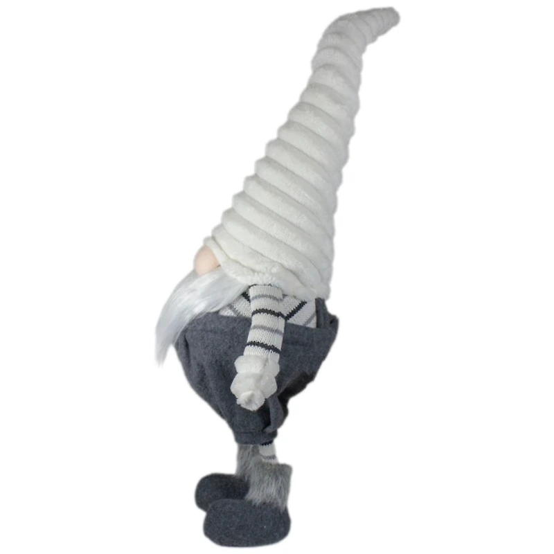 Gray and White Ribbed Standing Gnome
