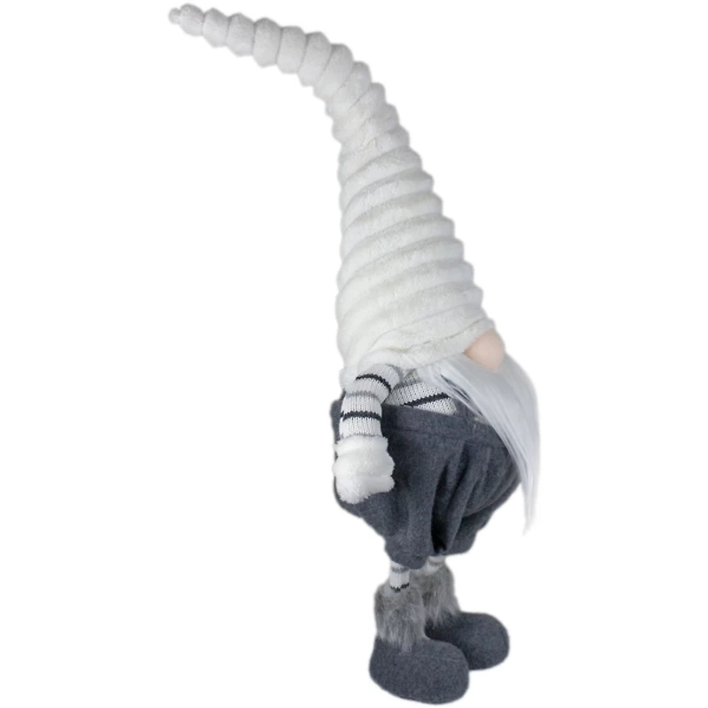 Gray and White Ribbed Standing Gnome