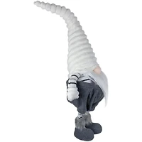 Gray and White Ribbed Standing Gnome