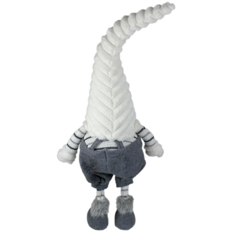 Gray and White Ribbed Standing Gnome