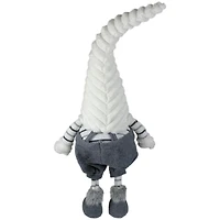 Gray and White Ribbed Standing Gnome