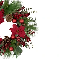 Poinsettia and Red Berry Wreath