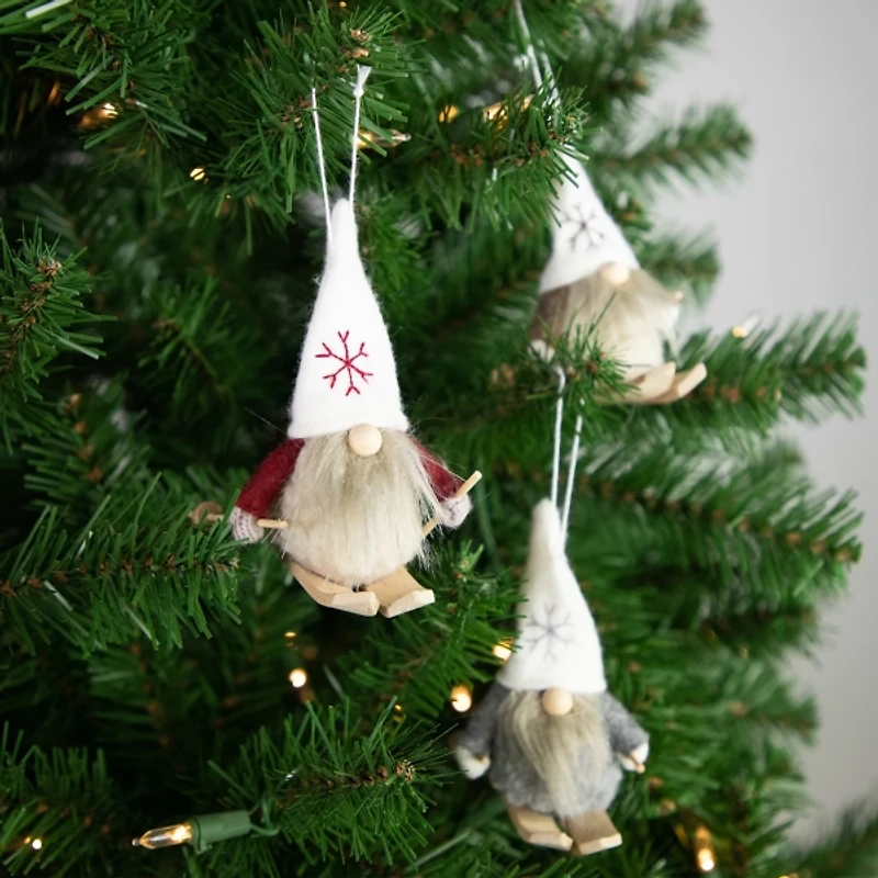 Skiing Gnome Ornaments, Set of 3