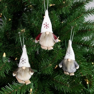 Skiing Gnome Ornaments, Set of 3