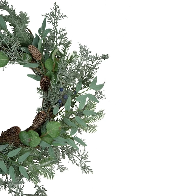 Frosted Foliage and Blueberries Wreath