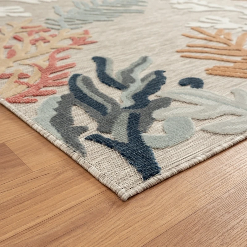 Beige Coral Reef Area Rug, 5x7