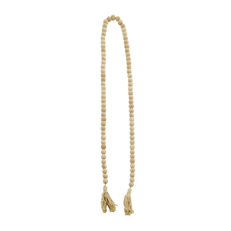 Natural Wood Beaded Tassel Garland
