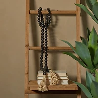 Black Wood Beaded Tassel Garland