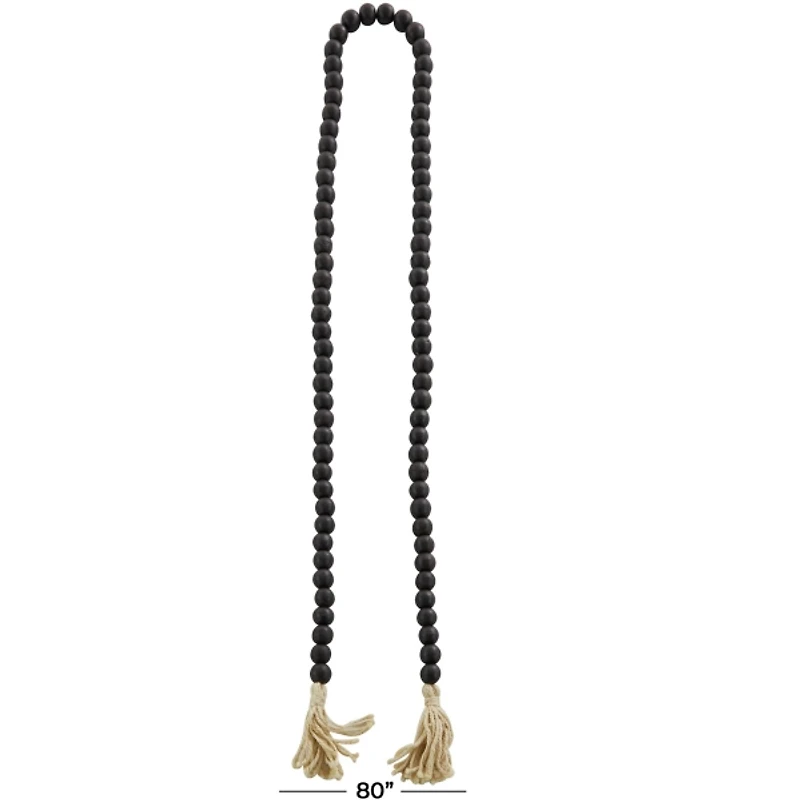 Black Wood Beaded Tassel Garland