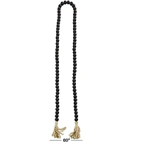 Black Wood Beaded Tassel Garland