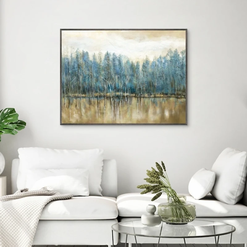 Lakeside Blues Framed Canvas Art Print