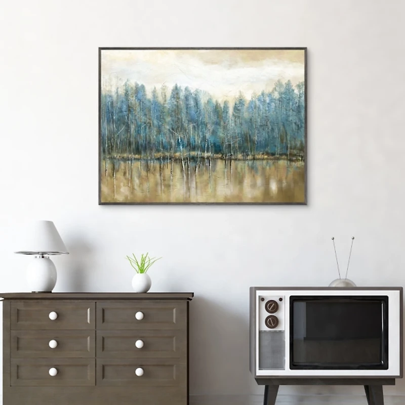 Lakeside Blues Framed Canvas Art Print