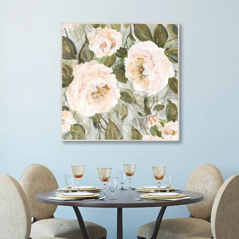 Soft California Roses Framed Canvas Art