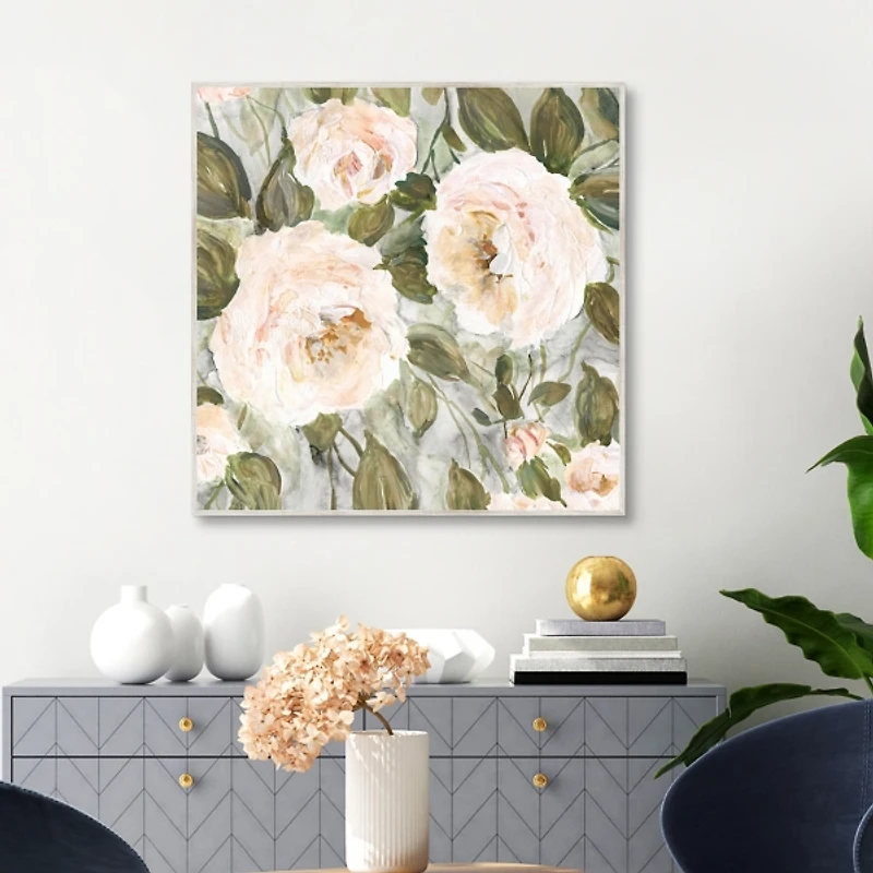 Soft California Roses Framed Canvas Art