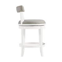 White and Gray Faux Leather Swivel Counter Stool