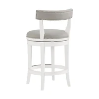 White and Gray Faux Leather Swivel Counter Stool