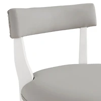 White and Gray Faux Leather Swivel Counter Stool