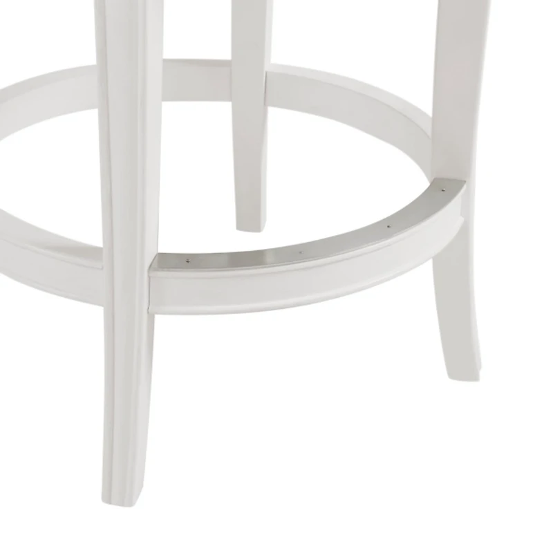 White and Gray Faux Leather Swivel Counter Stool