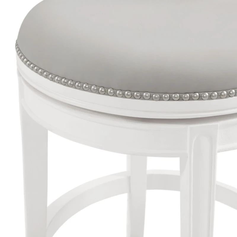 White and Gray Faux Leather Swivel Counter Stool