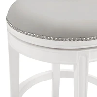 White and Gray Faux Leather Swivel Counter Stool