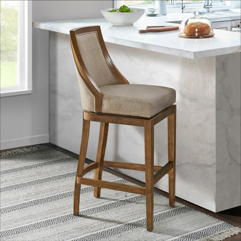Sandy Beige Swivel Square Bar Stool