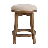 Natural Linen Barrel Base Swivel Counter Stool