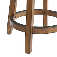 Natural Linen Barrel Base Swivel Counter Stool