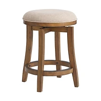 Natural Linen Barrel Base Swivel Counter Stool Set